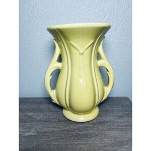 Vintage McCoy Vase Yellow 8" Tall, Very Nice!